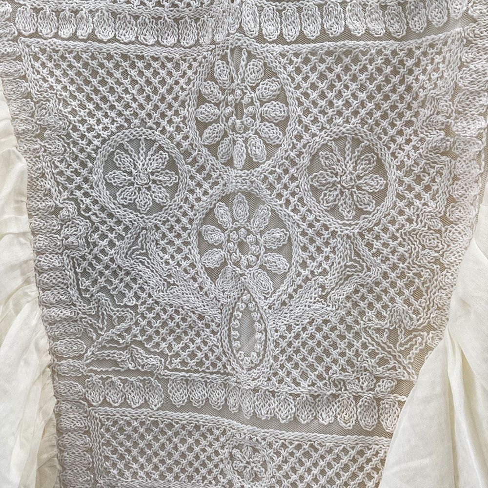 Joie Embroidered Cream Ruffle Boho Top - Picture 5 of 12
